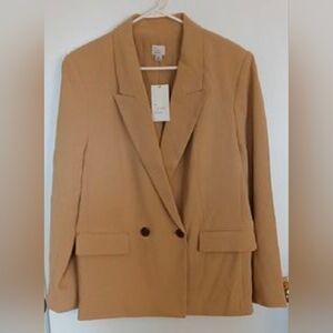 A New Day Women's Long Sleeve Double-Breasted Blazer Size Medium Beige